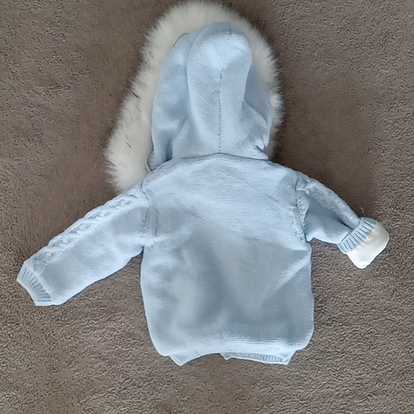 Caramelo Kids Sky Blue Cable Knit Faux Fur Jacket 12-18m - Picture 8 of 9